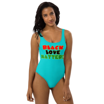 The Only Child 1983 Black Love Matters One-Piece Swimsuit (Dark Turquoise)