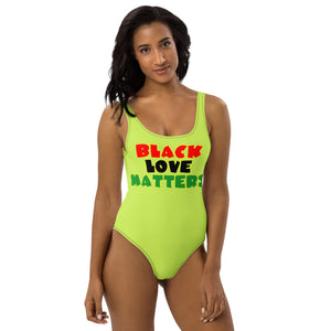 The Only Child 1983 BLACK LOVE MATTERS One-Piece Swimsuit (Electric Green)
