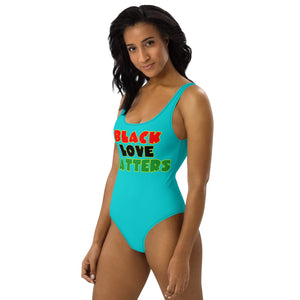 The Only Child 1983 Black Love Matters One-Piece Swimsuit (Dark Turquoise)