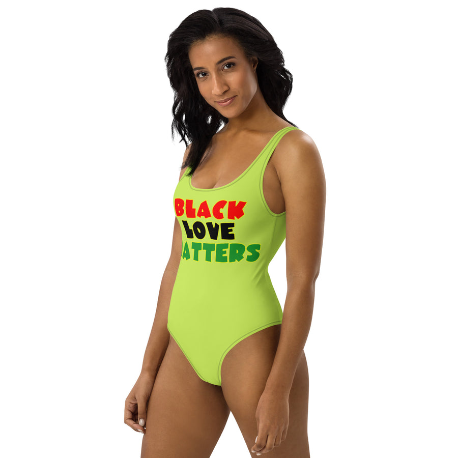 The Only Child 1983 BLACK LOVE MATTERS One-Piece Swimsuit (Electric Green)