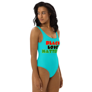The Only Child 1983 Black Love Matters One-Piece Swimsuit (Dark Turquoise)