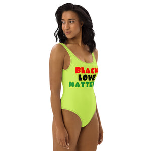 The Only Child 1983 BLACK LOVE MATTERS One-Piece Swimsuit (Electric Green)
