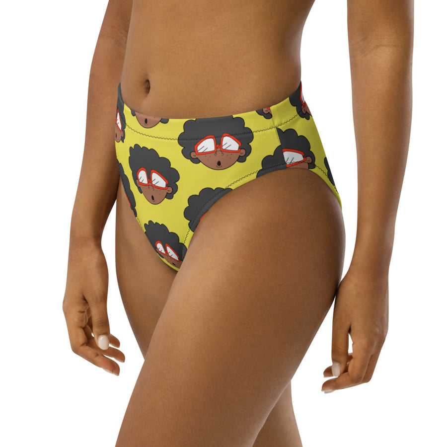 The Only Child 1983 Monogram Bighead Logo Recycled high-waisted bikini bottom (YELLOW) BOTTOM ONLY