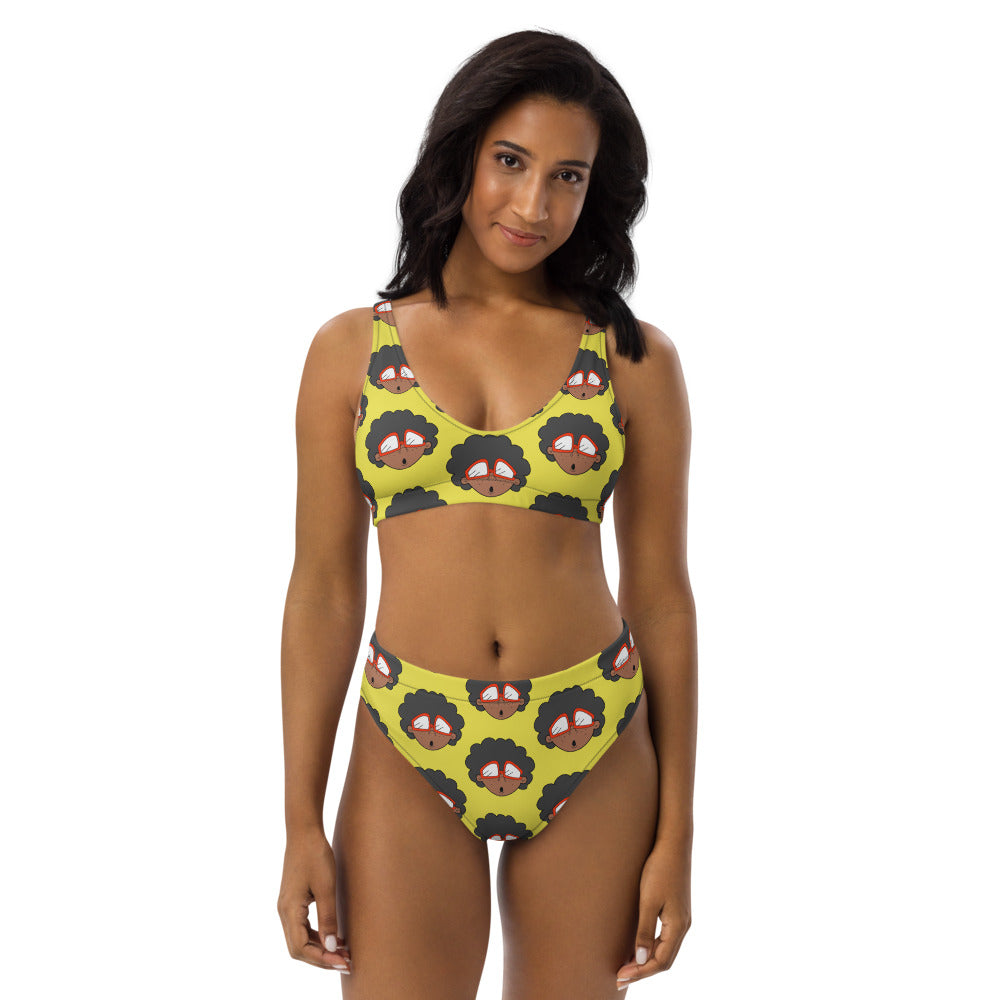 The Only Child 1983 Monogram Bighead Logo Recycled high-waisted bikini (YELLOW)