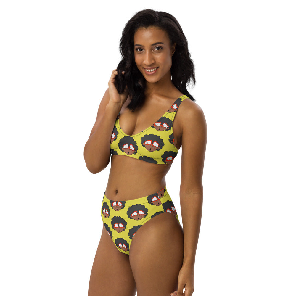 The Only Child 1983 Monogram Bighead Logo Recycled high-waisted bikini (YELLOW)