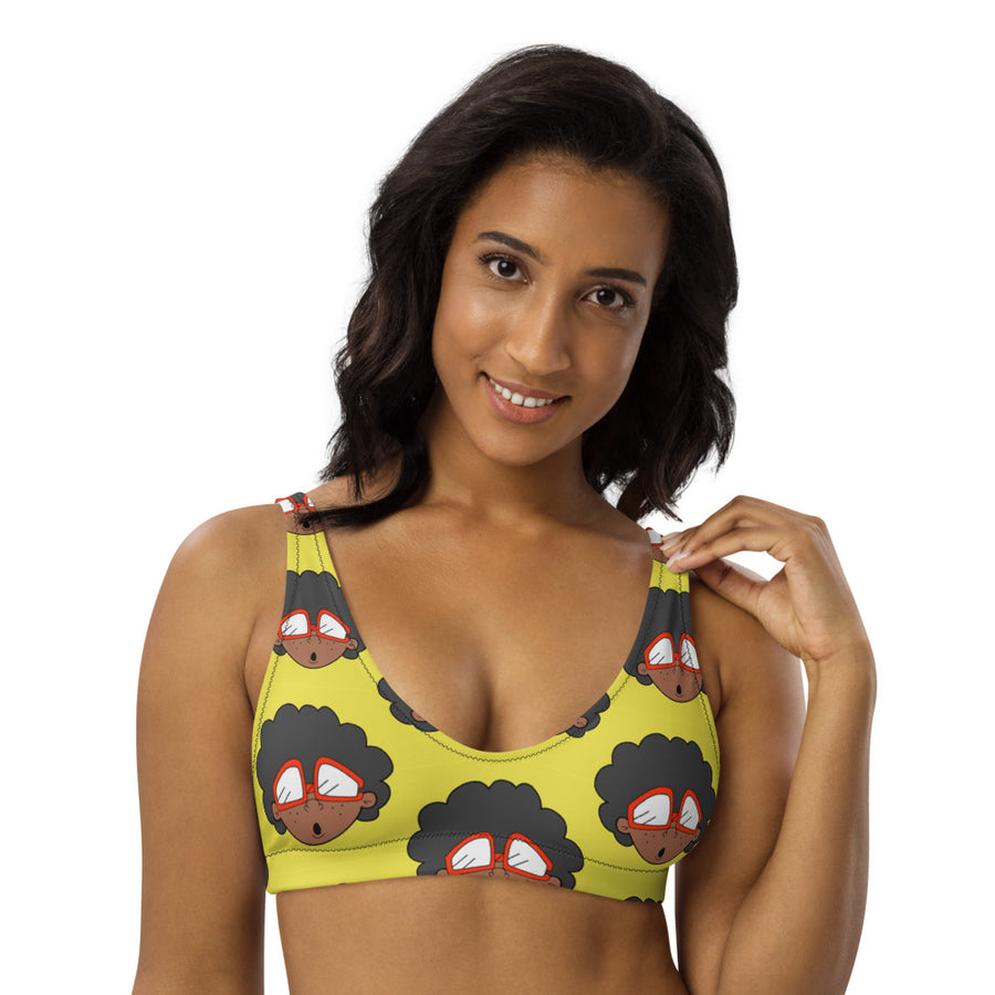 The Only Child 1983 Monogram Bighead Logo Recyled padded bikini top (YELLOW) TOP ONLY