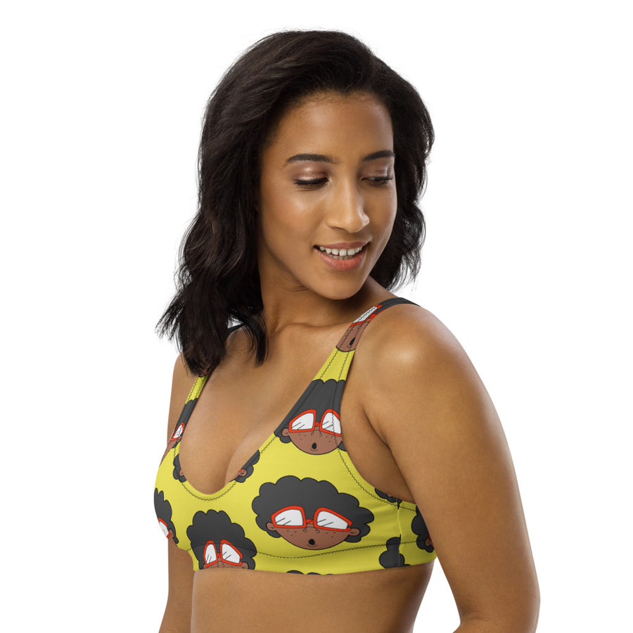 The Only Child 1983 Monogram Bighead Logo Recyled padded bikini top (YELLOW) TOP ONLY