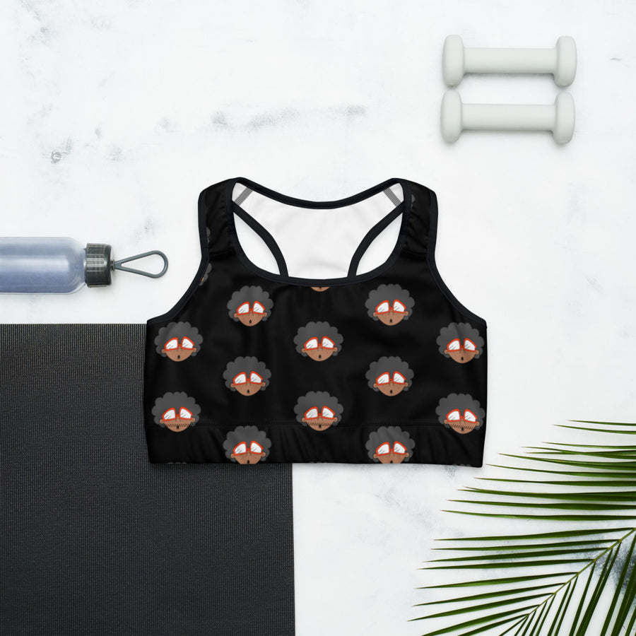 THE ONLY CHILD 1983 MONOGRAM BIGHEAD LOGO SPORTS BRA (BLACK)