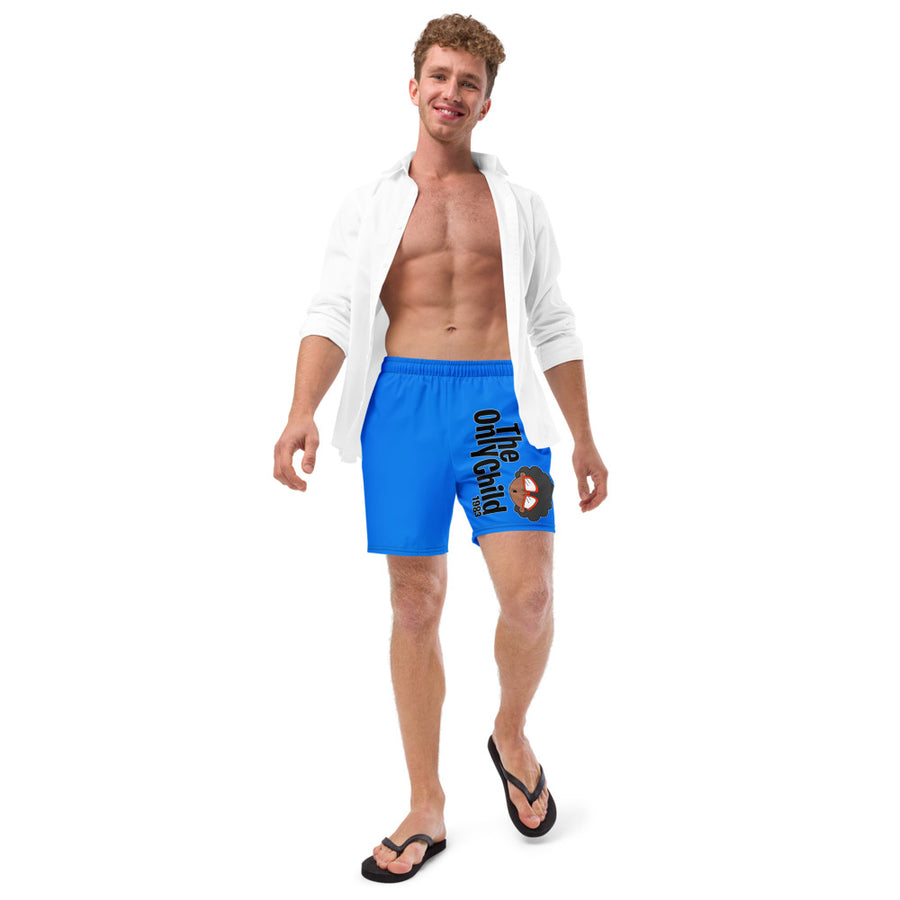 The Only Child 1983 Full Word Logo Men's swim trunks (blue)