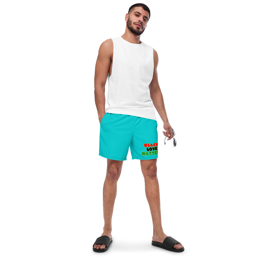 The Only Child 1983 Black Love Matters Men's swim trunks (Dark Turquoise)