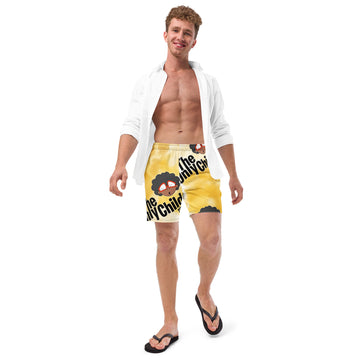The Only Child 1983 BIG MONOGRAM FULL WORD LOGO Men's swim trunks (yellow watercolor)