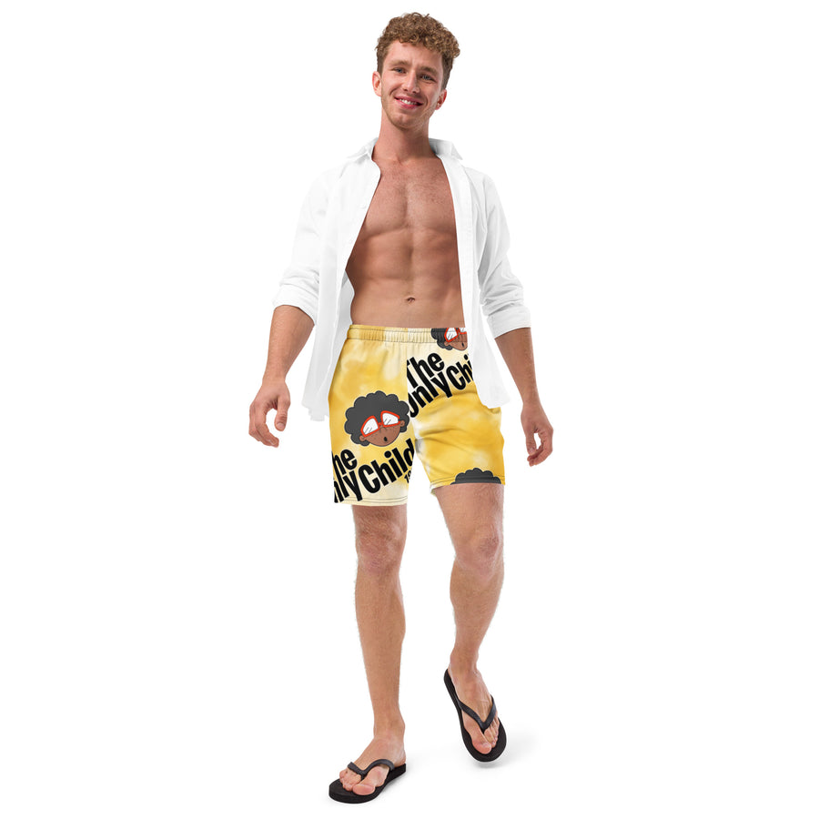 The Only Child 1983 BIG MONOGRAM FULL WORD LOGO Men's swim trunks (yellow watercolor)
