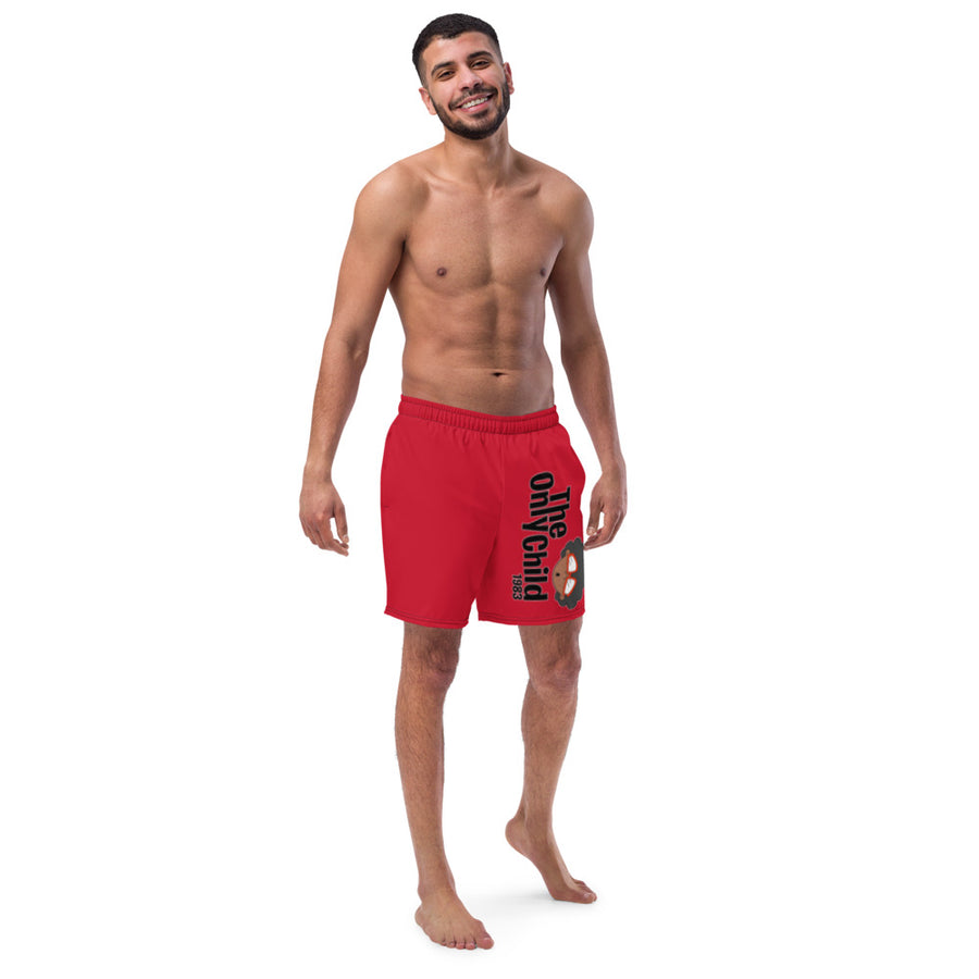The Only Child 1983 Full Word Logo Men's swim trunks (red)