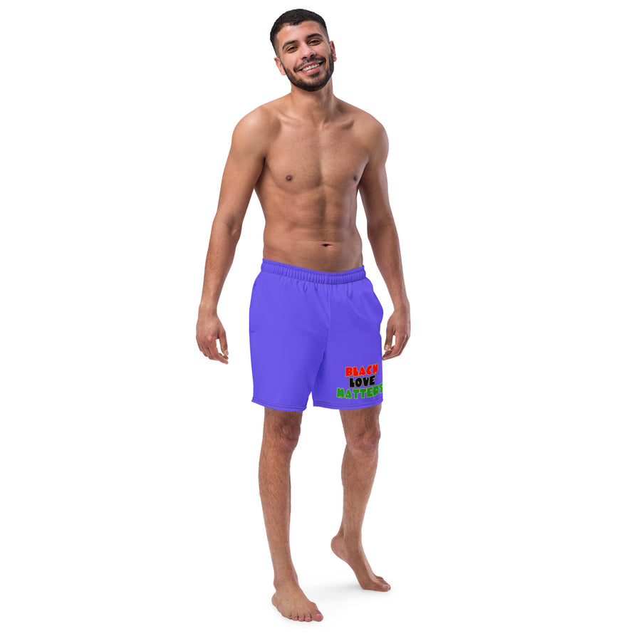 The Only Child 1983 Black Love Matters Men's swim trunks (Electric Purple)