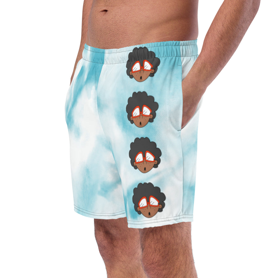 The Only Child 1983 Bighead Logo Vertical Men's swim trunks (tye dye blue)
