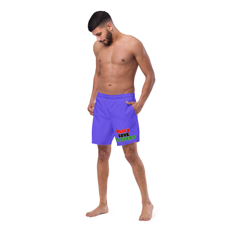 The Only Child 1983 Black Love Matters Men's swim trunks (Electric Purple)