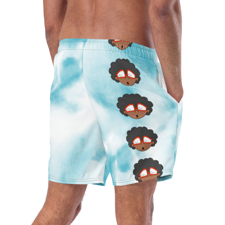 The Only Child 1983 Bighead Logo Vertical Men's swim trunks (tye dye blue)