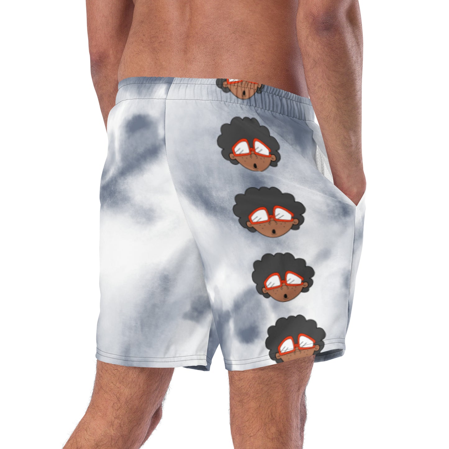 The Only Child 1983 Bighead Logo Vertical Men's swim trunks (tye dye grey)