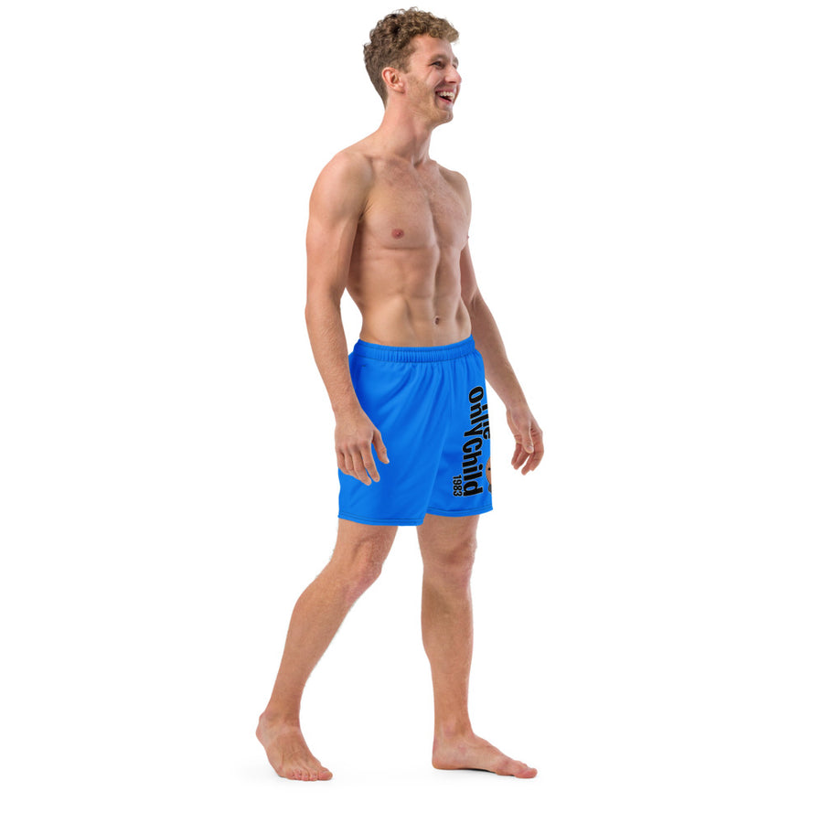 The Only Child 1983 Full Word Logo Men's swim trunks (blue)