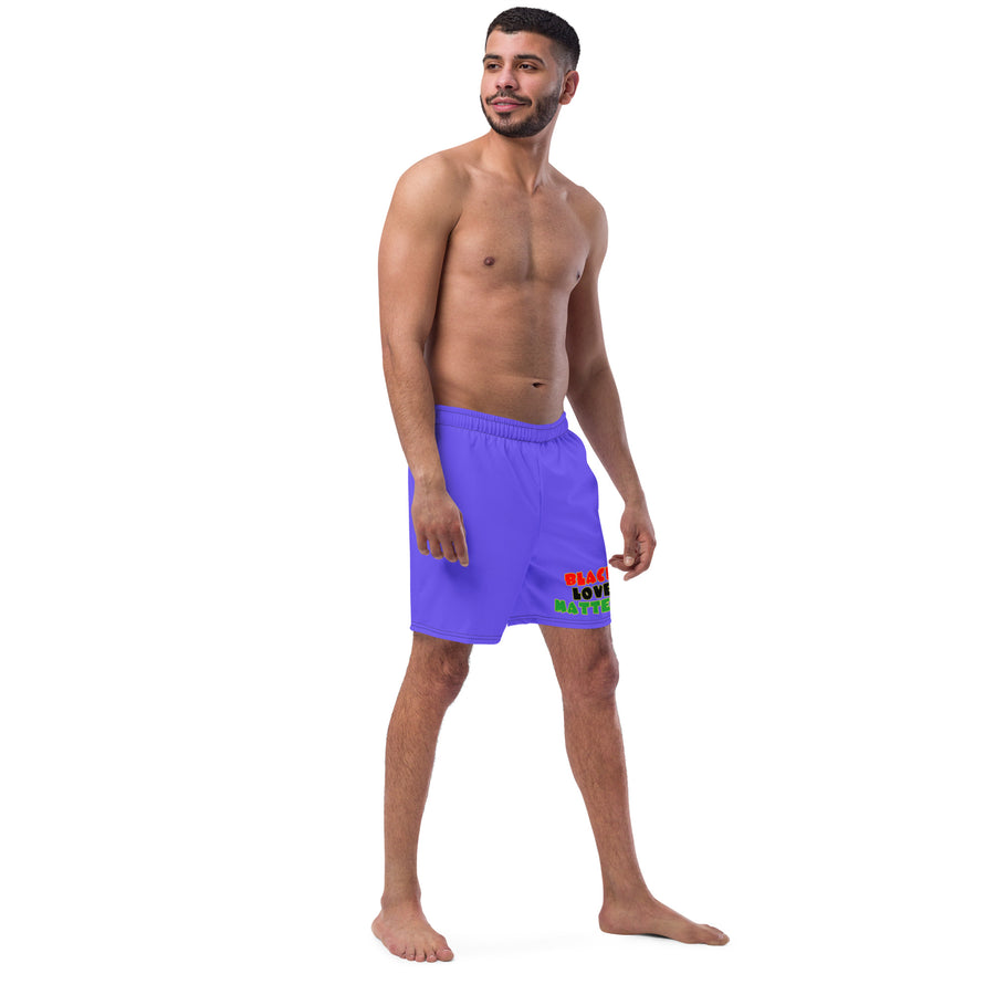 The Only Child 1983 Black Love Matters Men's swim trunks (Electric Purple)