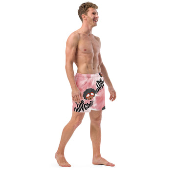 The Only Child 1983 BIG MONOGRAM FULL WORD LOGO Men's swim trunks (pink watercolor)