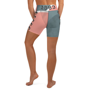 The Only Child 1983 Bighead Logo Sideline Yoga Shorts (SOLID ABSTRACT CIRCLES)