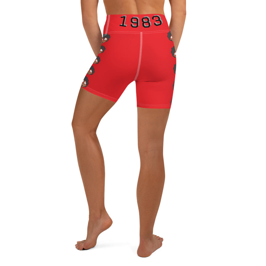 The Only Child 1983 Bighead Logo Sideline Yoga Shorts (RED)