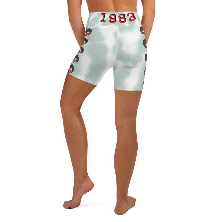 The Only Child 1983 Bighead Logo Sideline Yoga Shorts (SAGE TYE DYE)
