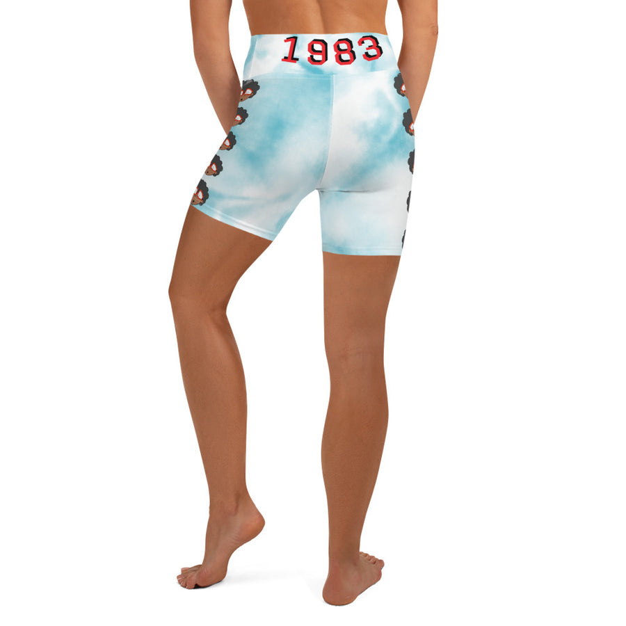 The Only Child 1983 Bighead Logo Sideline Yoga Shorts (SKY TYE DYE)