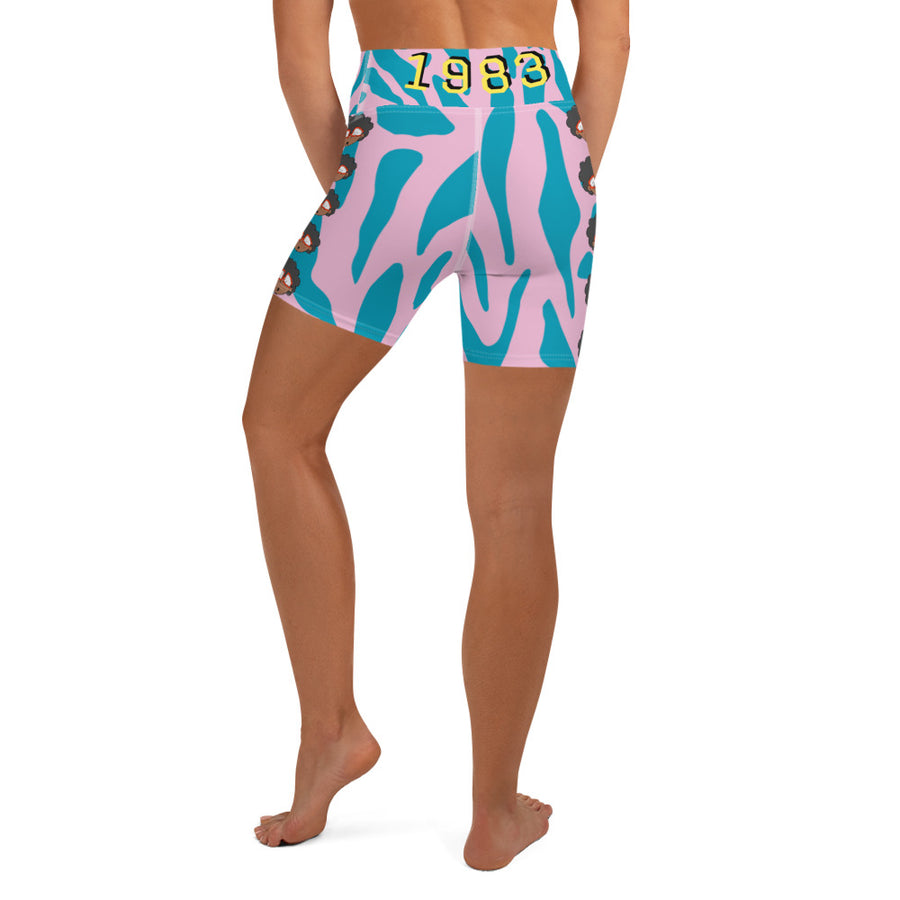 The Only Child 1983 Bighead Logo Sideline Yoga Shorts (LEOPARD DREAM)