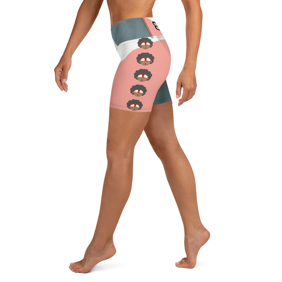 The Only Child 1983 Bighead Logo Sideline Yoga Shorts (SOLID ABSTRACT CIRCLES)