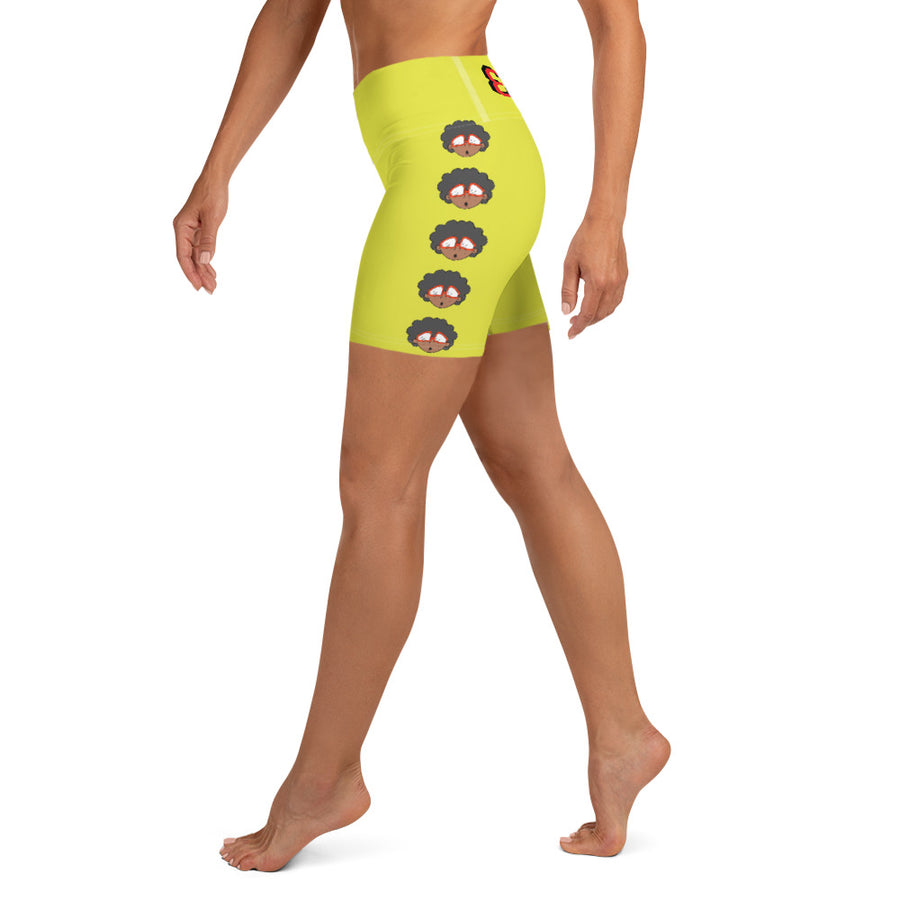 The Only Child 1983 Bighead Logo Sideline Yoga Shorts (LIME GREEN)