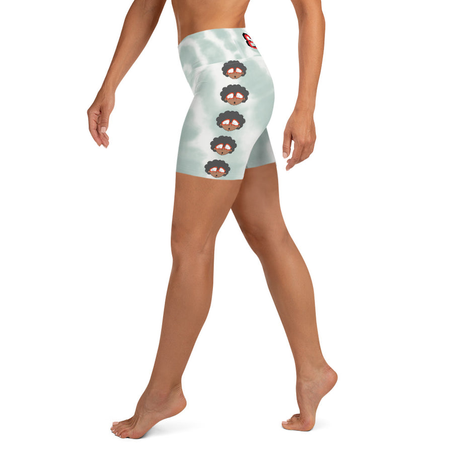 The Only Child 1983 Bighead Logo Sideline Yoga Shorts (SAGE TYE DYE)