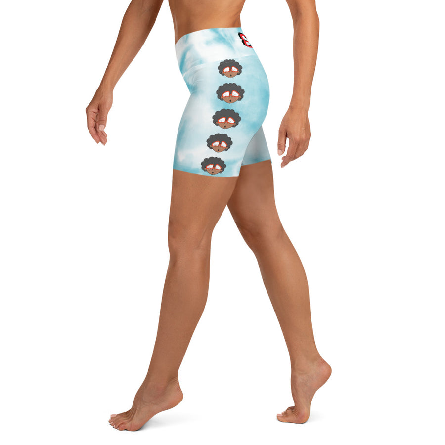 The Only Child 1983 Bighead Logo Sideline Yoga Shorts (SKY TYE DYE)