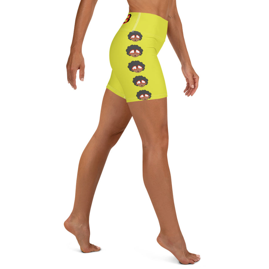 The Only Child 1983 Bighead Logo Sideline Yoga Shorts (LIME GREEN)