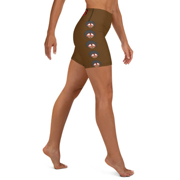 The Only Child 1983 Bighead Logo Sideline Yoga Shorts (BROWN)