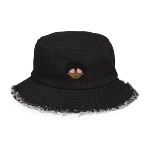 The Only Child 1983 Bighead Logo Distressed denim bucket hat