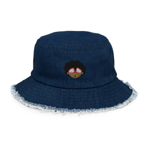 The Only Child 1983 Bighead Logo Distressed denim bucket hat
