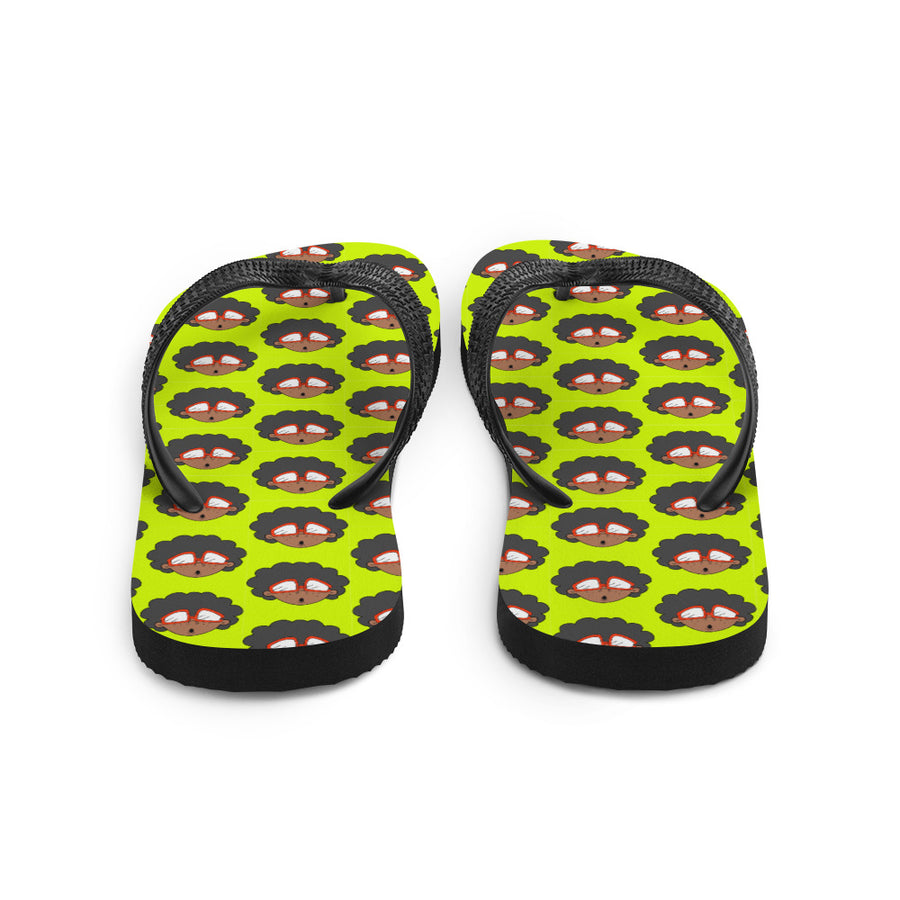 The Only Child 1983 Monogram Bighead Logo Flip-Flops (LIME GREEN)