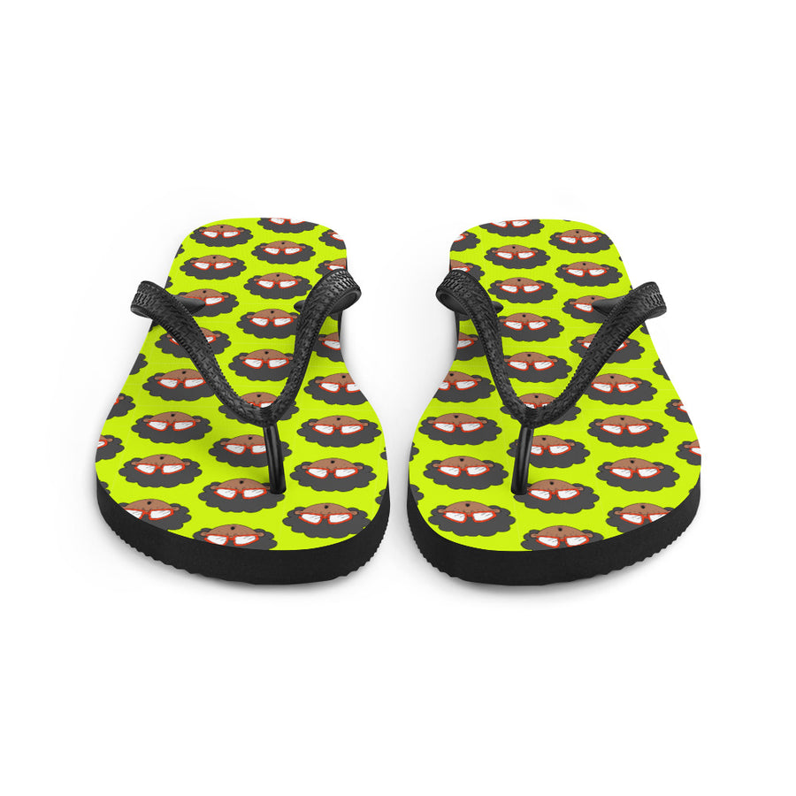 The Only Child 1983 Monogram Bighead Logo Flip-Flops (LIME GREEN)