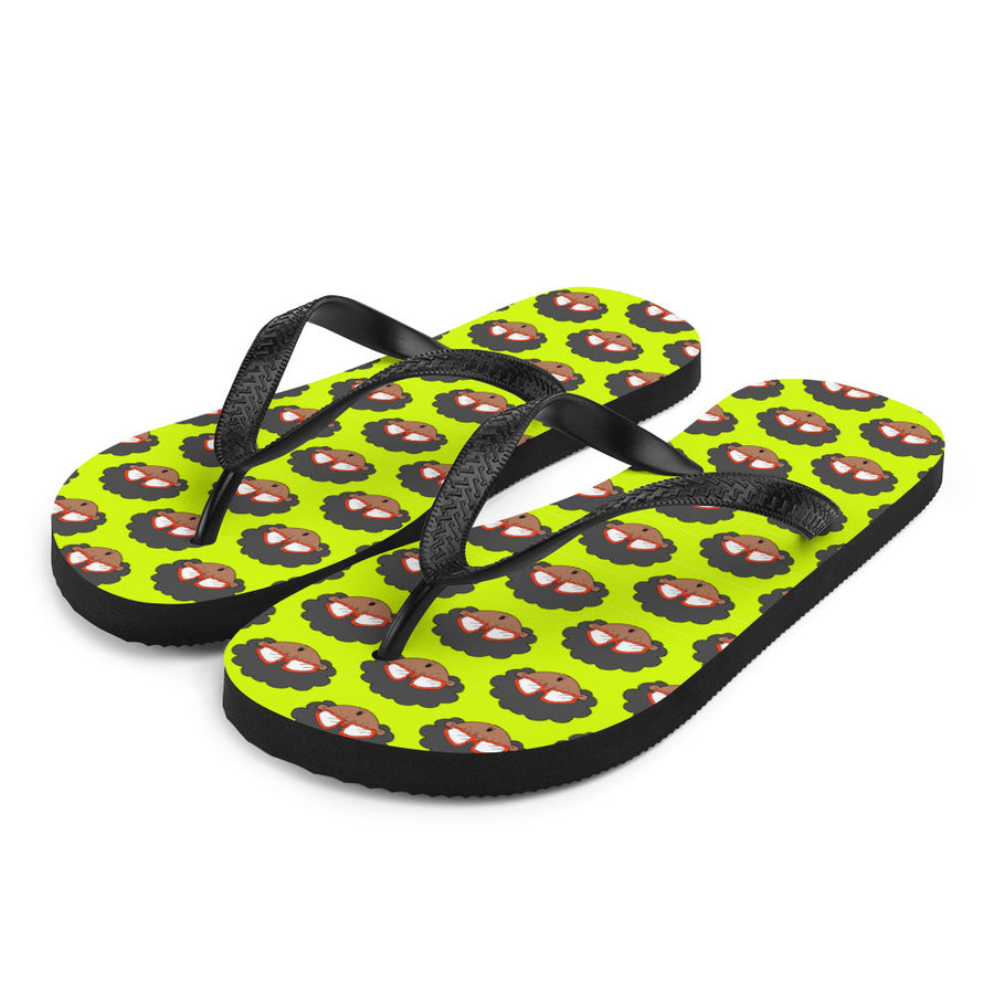 The Only Child 1983 Monogram Bighead Logo Flip-Flops (LIME GREEN)
