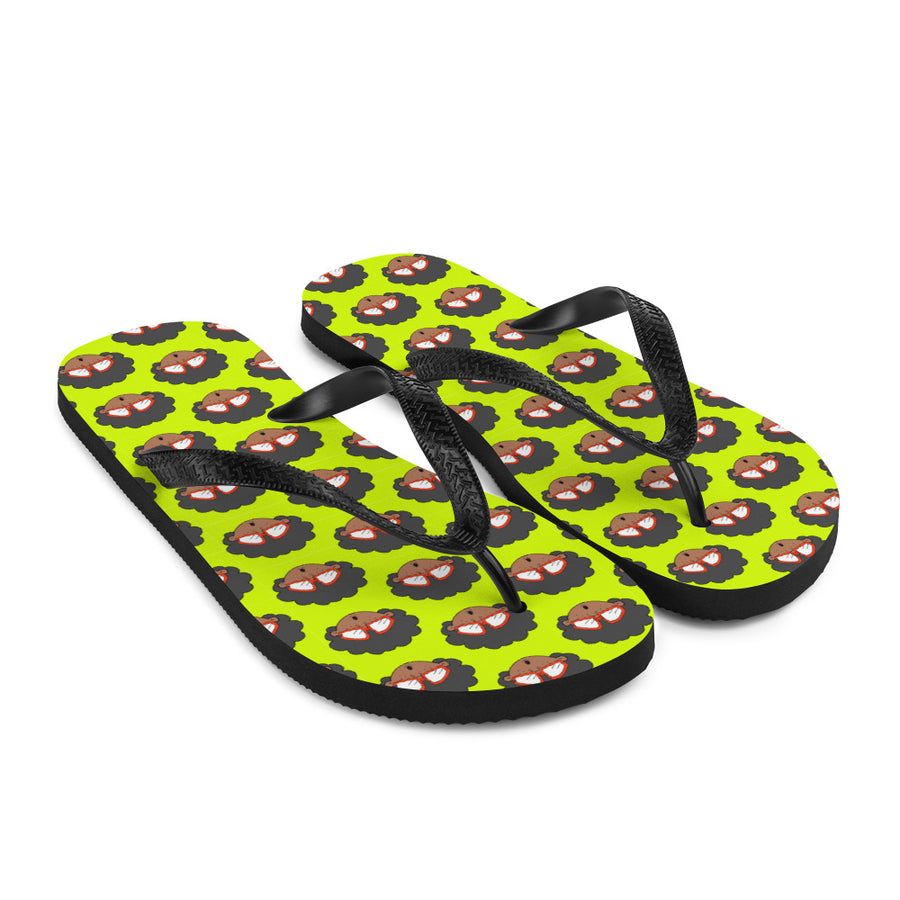 The Only Child 1983 Monogram Bighead Logo Flip-Flops (LIME GREEN)