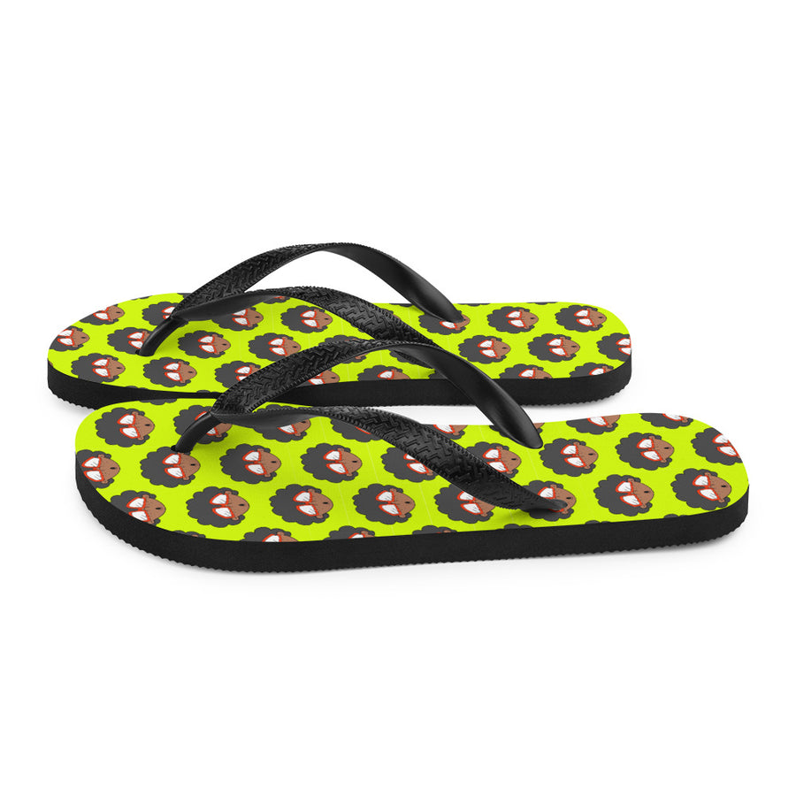 The Only Child 1983 Monogram Bighead Logo Flip-Flops (LIME GREEN)