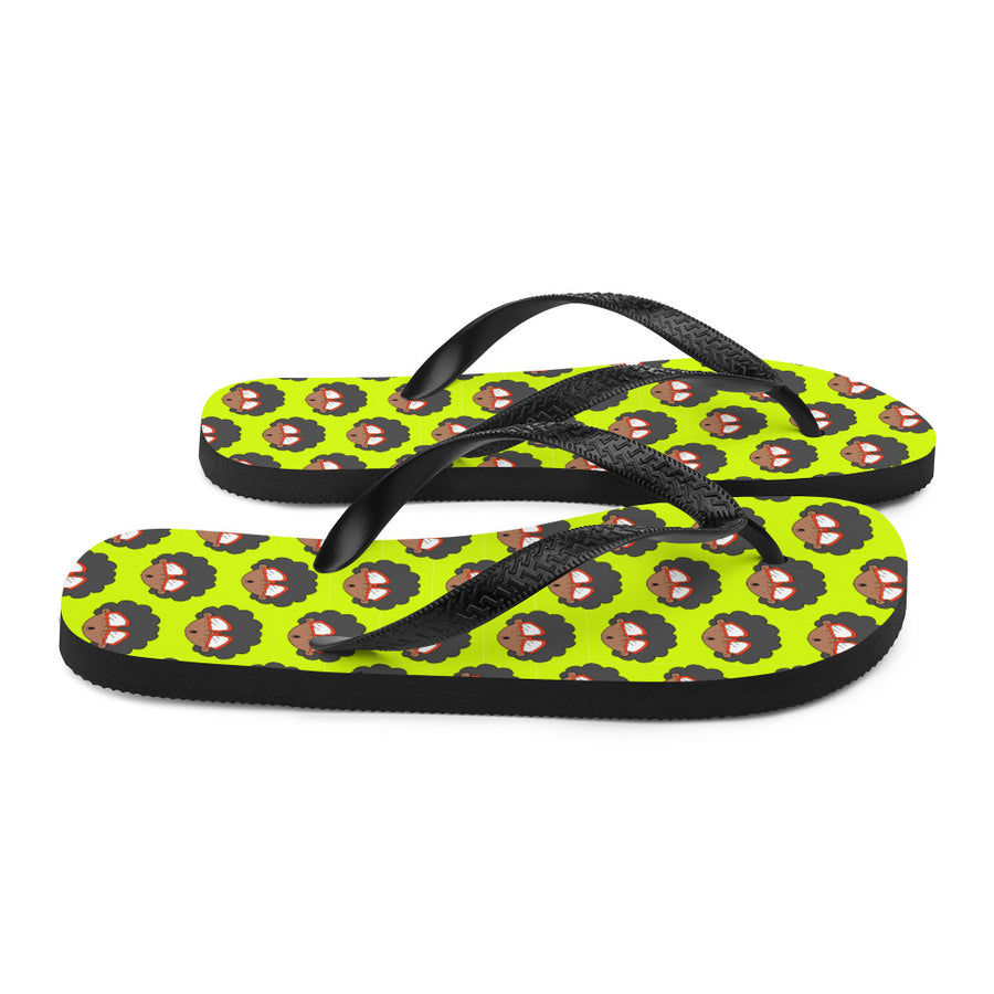 The Only Child 1983 Monogram Bighead Logo Flip-Flops (LIME GREEN)
