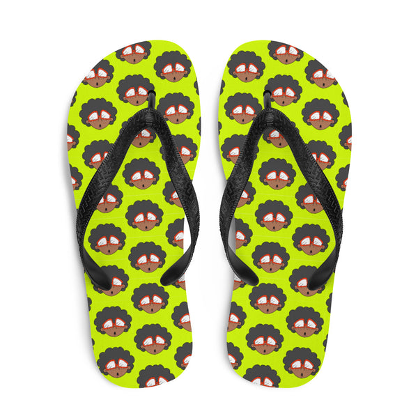 The Only Child 1983 Monogram Bighead Logo Flip-Flops (LIME GREEN)