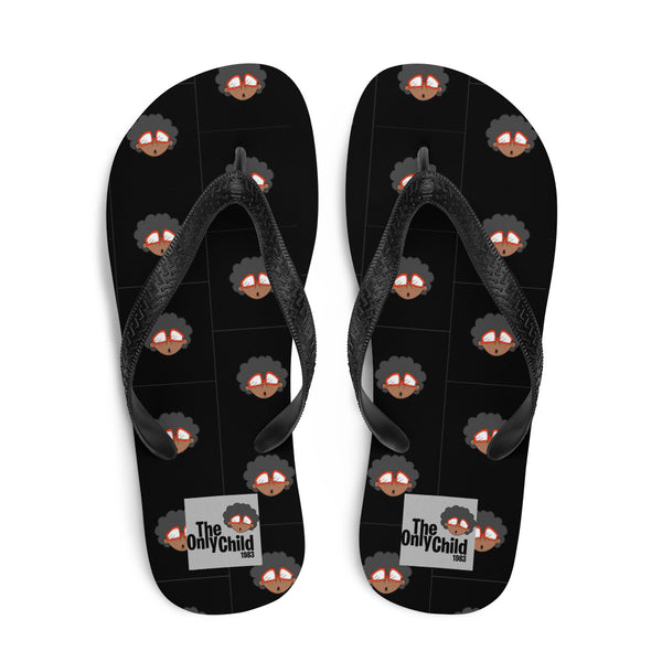 The Only Child 1983 Monogram Bighead Logo Flip-Flops (BLACK)