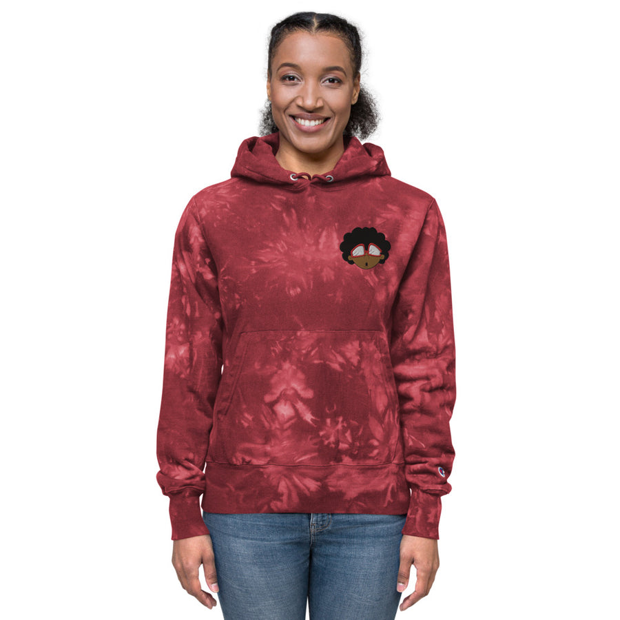 The Only Child 1983 X Champion Bighead Logo Left Chest Unisex tie-dye hoodie