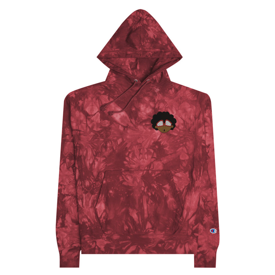 The Only Child 1983 X Champion Bighead Logo Left Chest Unisex tie-dye hoodie